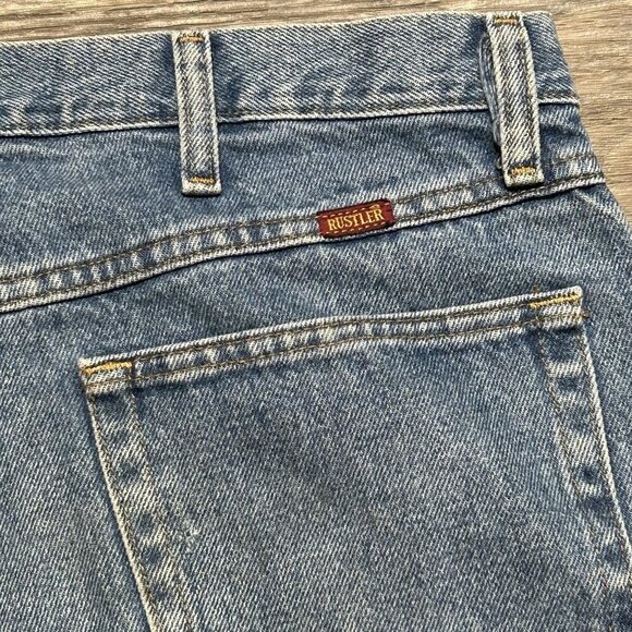 Vintage Rustler Jeans Mens Denim 34x29 Classic Straight Fit Light Wash Workwear - Picture 5 of 10